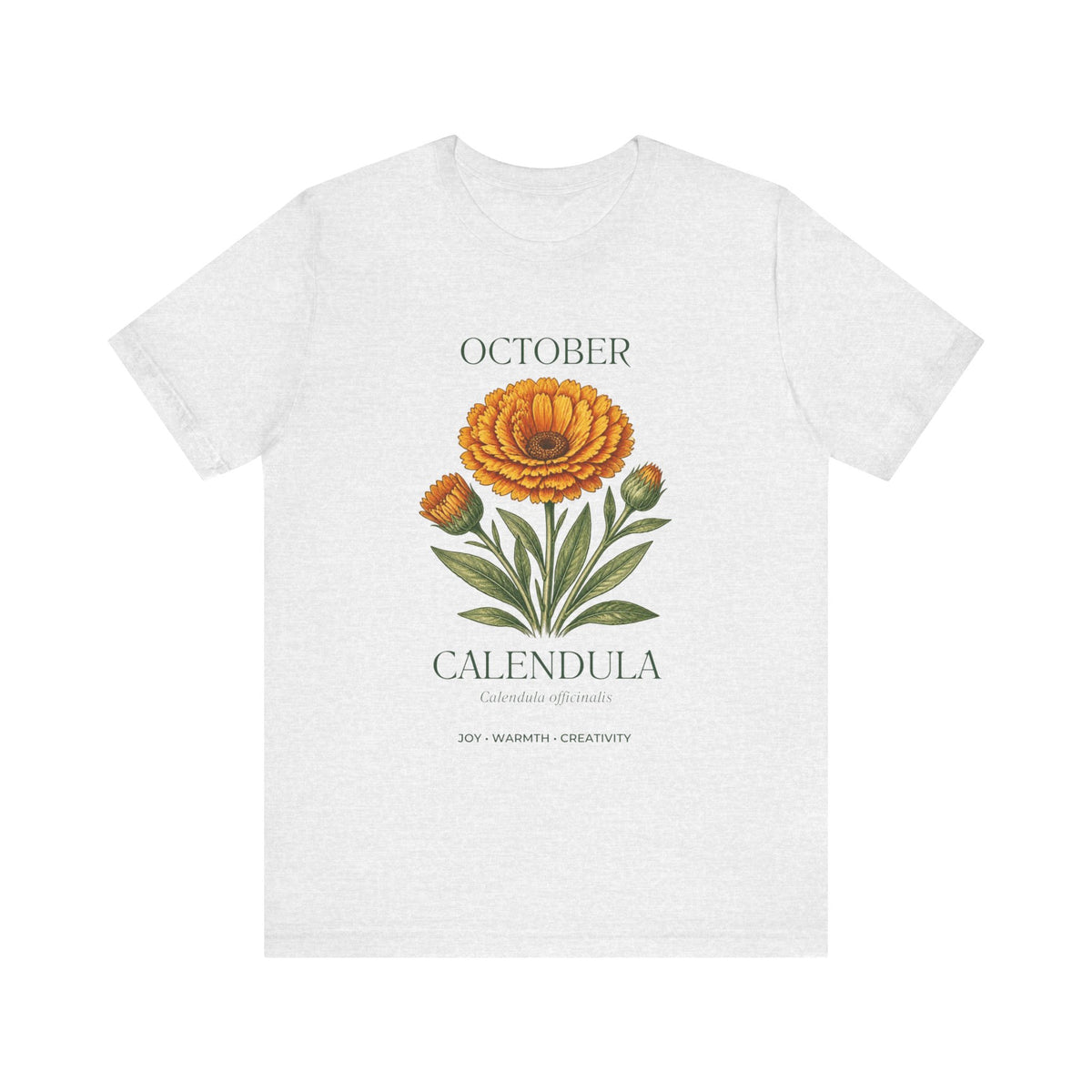 October Birth Flower Tee | Marigold & Cosmos Celestial Design | Birthday Gift