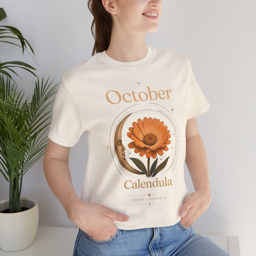 October Birth Flower Calendula T‑Shirt – Floral Birth Month Tee