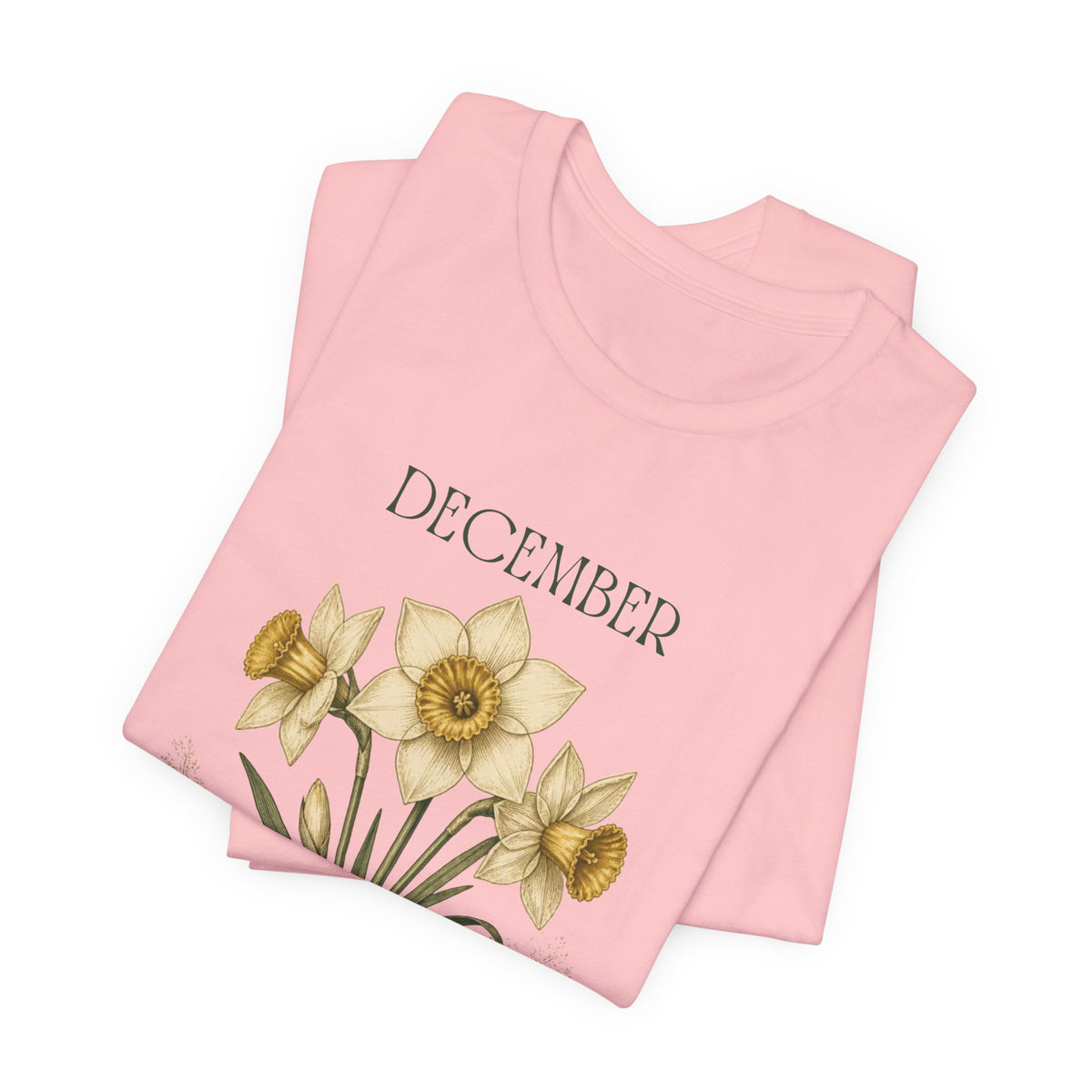 December Birth Flower Tee | Narcissus & Holly Celestial Design | Birthday Gift