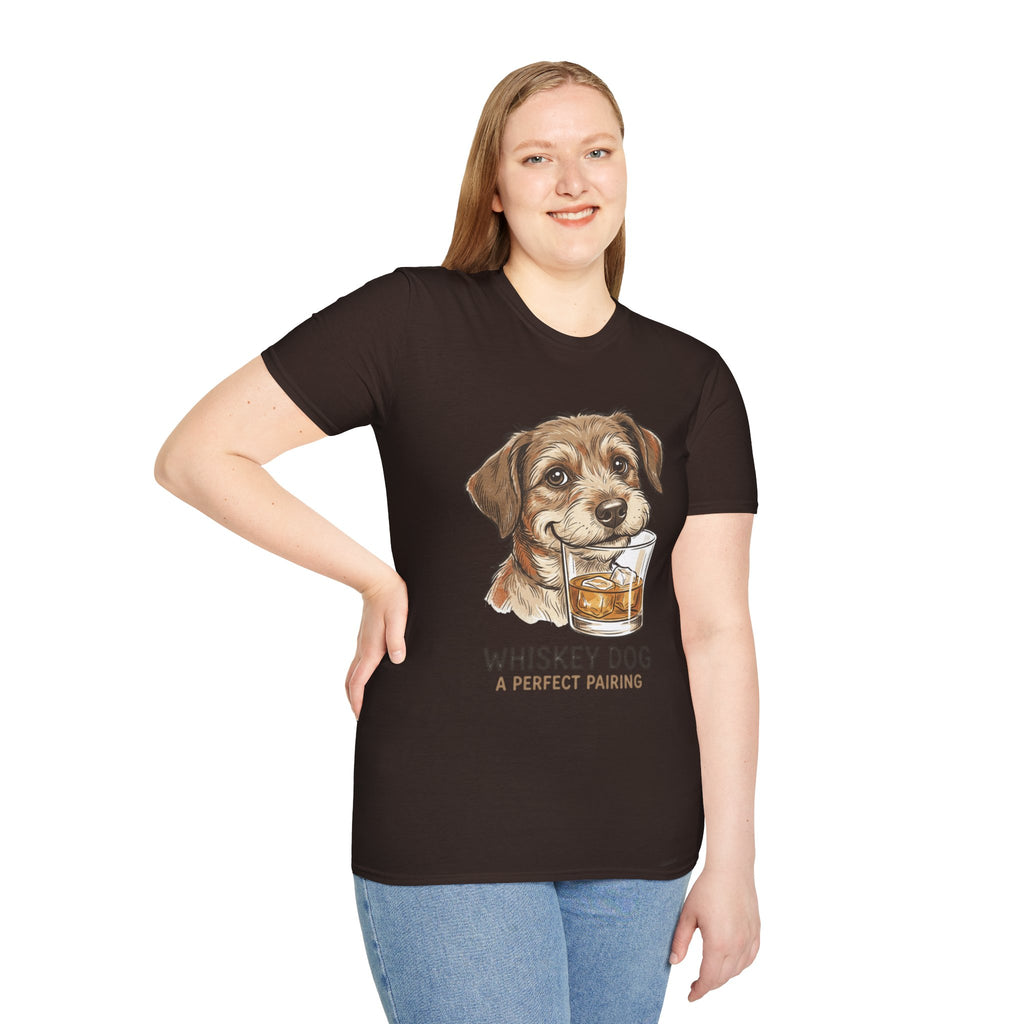 Whiskey Dog A Perfect Pairing T-Shirt | Dog & Whiskey Illustration