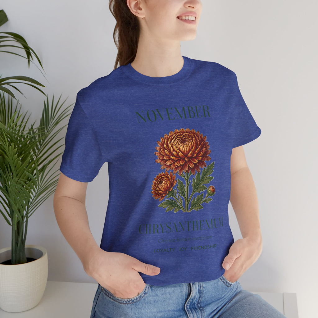 November Birth Flower Tee | Chrysanthemum Celestial Design | Birthday Gift