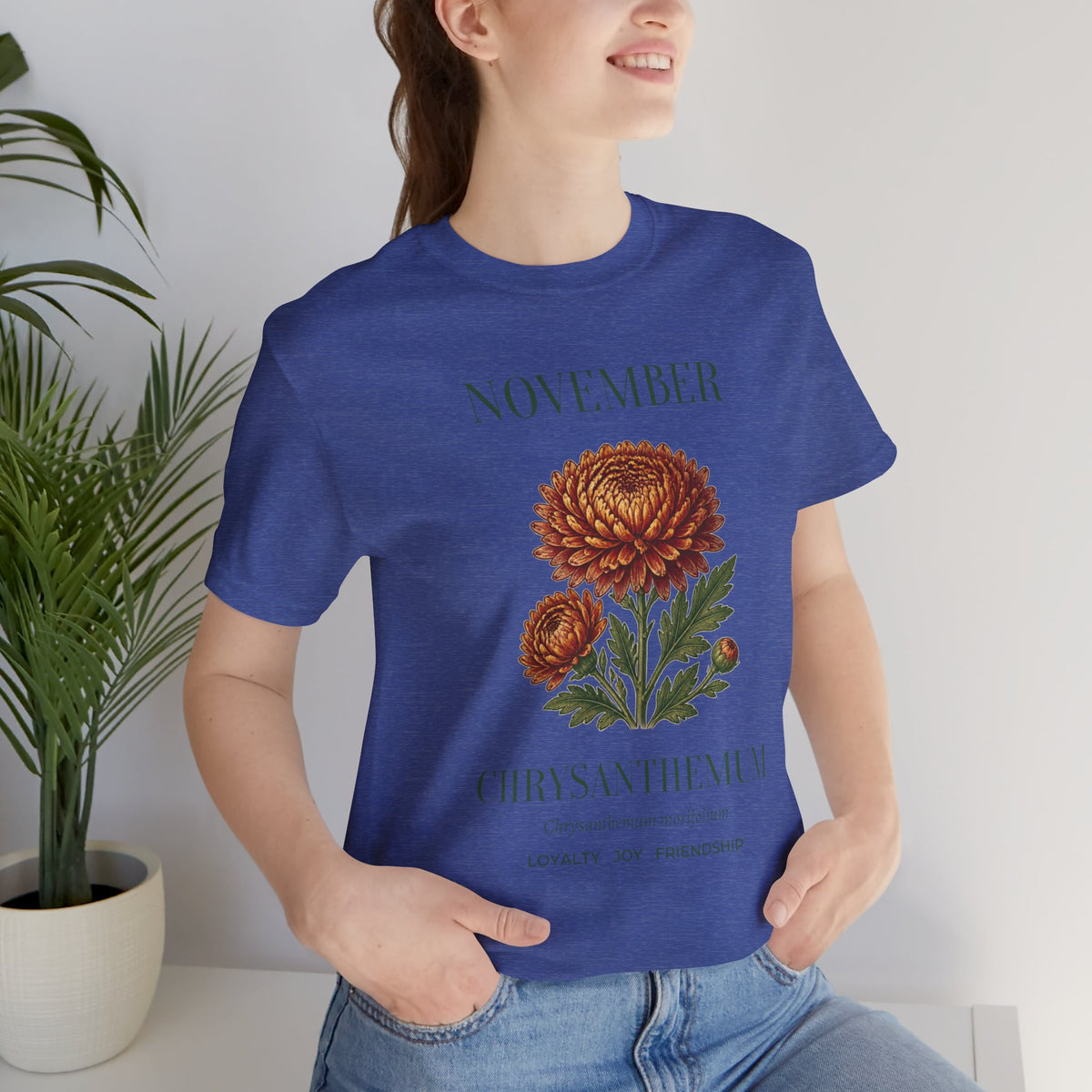 November Birth Flower Tee | Chrysanthemum Celestial Design | Birthday Gift