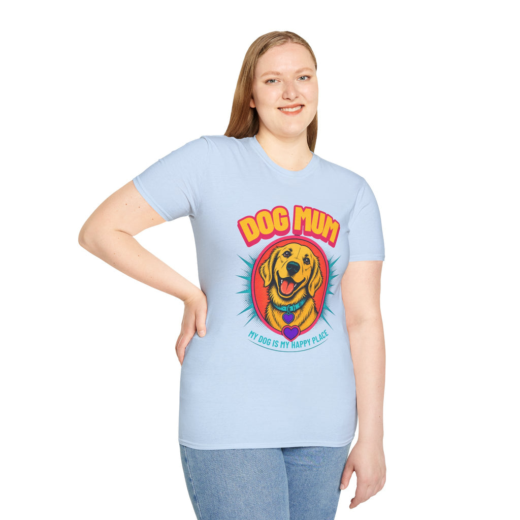 Dog Mum Golden Retriever T-Shirt | Cute Retro Dog Portrait, Pet Lover Tee