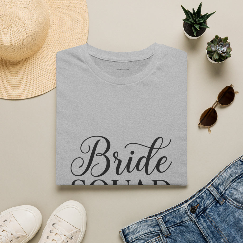 Bride Squad T-Shirt — Bachelorette Party Bridesmaid Tee with Champagne Icons