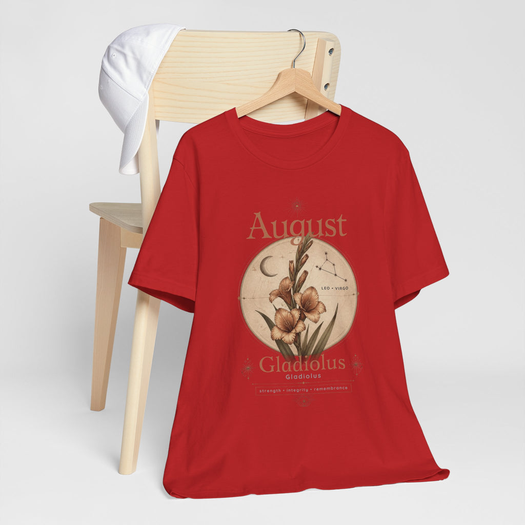 August Birth Flower Gladiolus Floral Tee