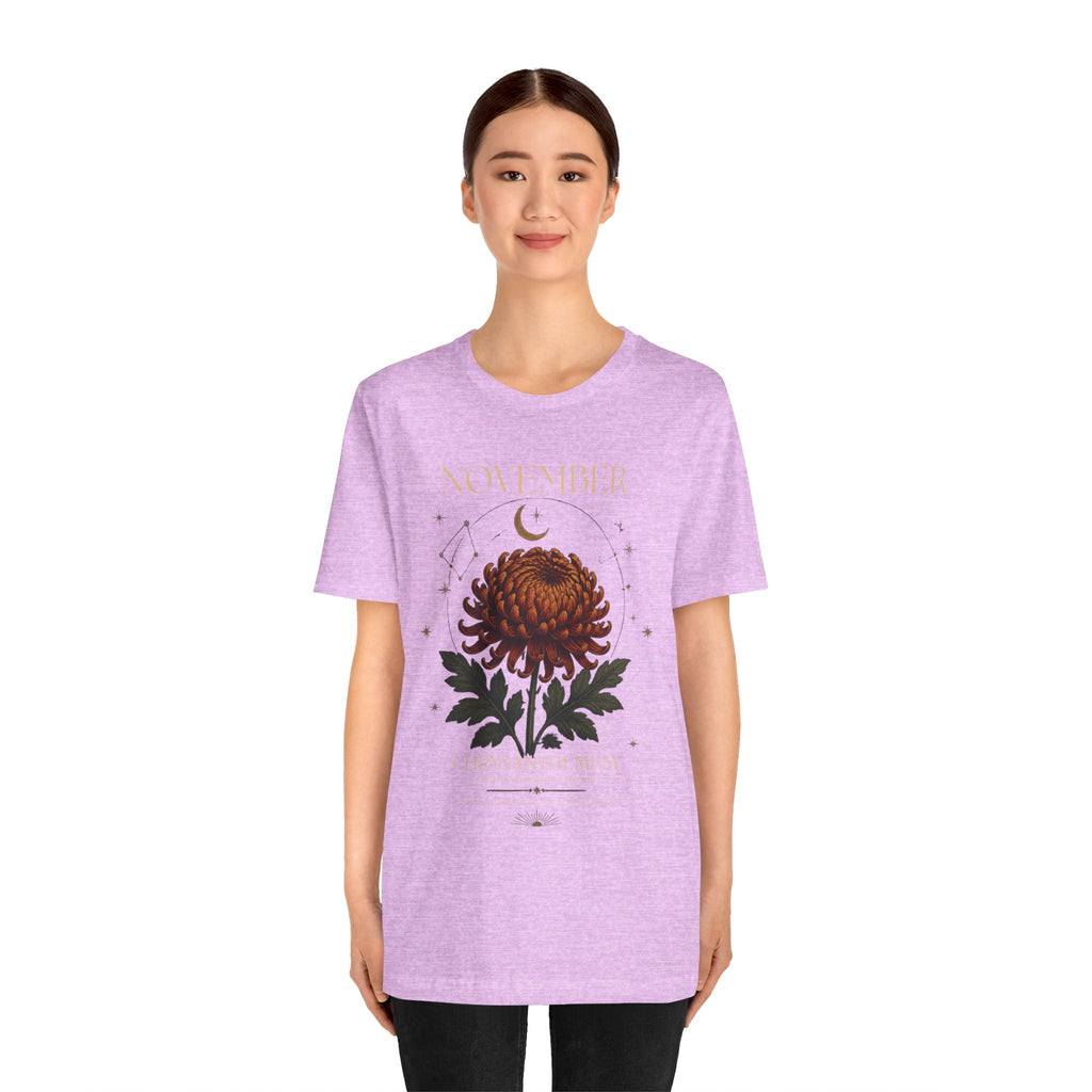 November Birth Flower Chrysanthemum Tee — Floral Birth Month T-Shirt