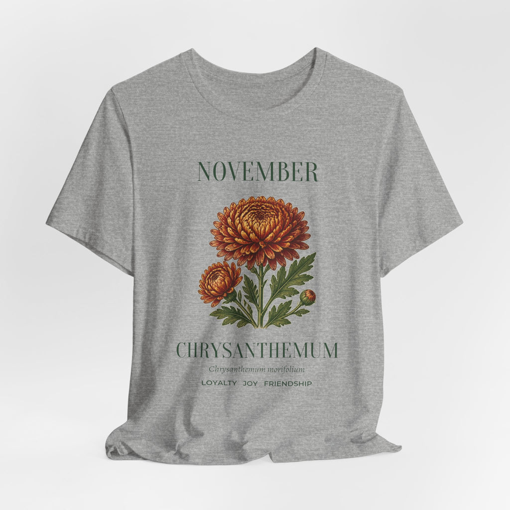 November Birth Flower Tee | Chrysanthemum Celestial Design | Birthday Gift