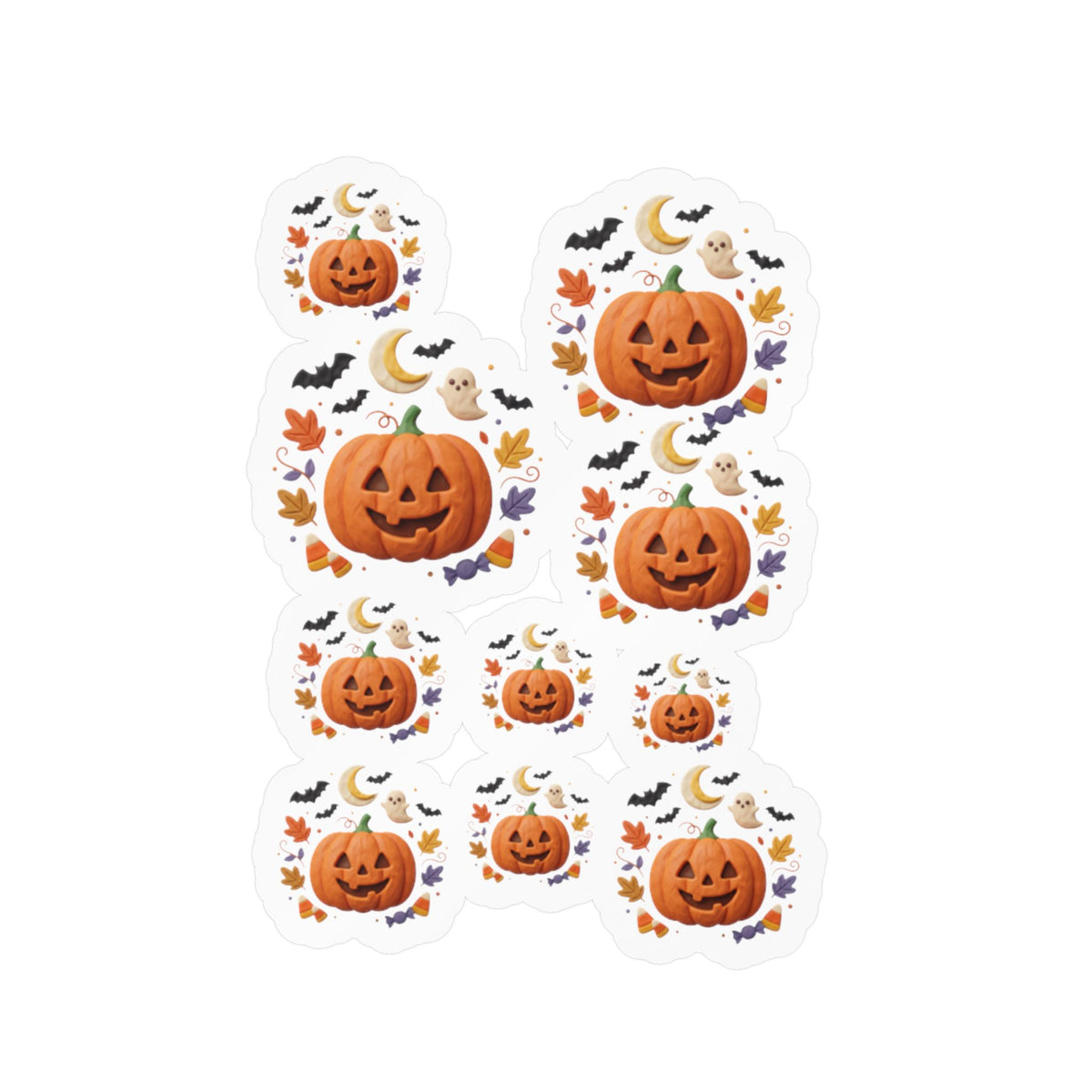 Halloween Jack-o'-Lantern Pumpkin Sticker Sheet | Kiss-Cut Vinyl Decals