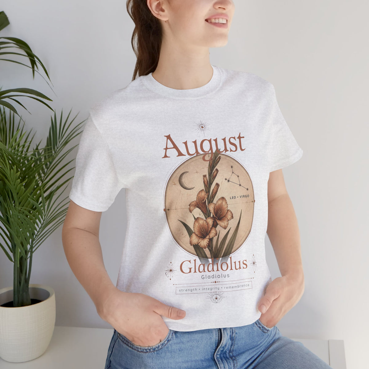 August Birth Flower Gladiolus Floral Tee