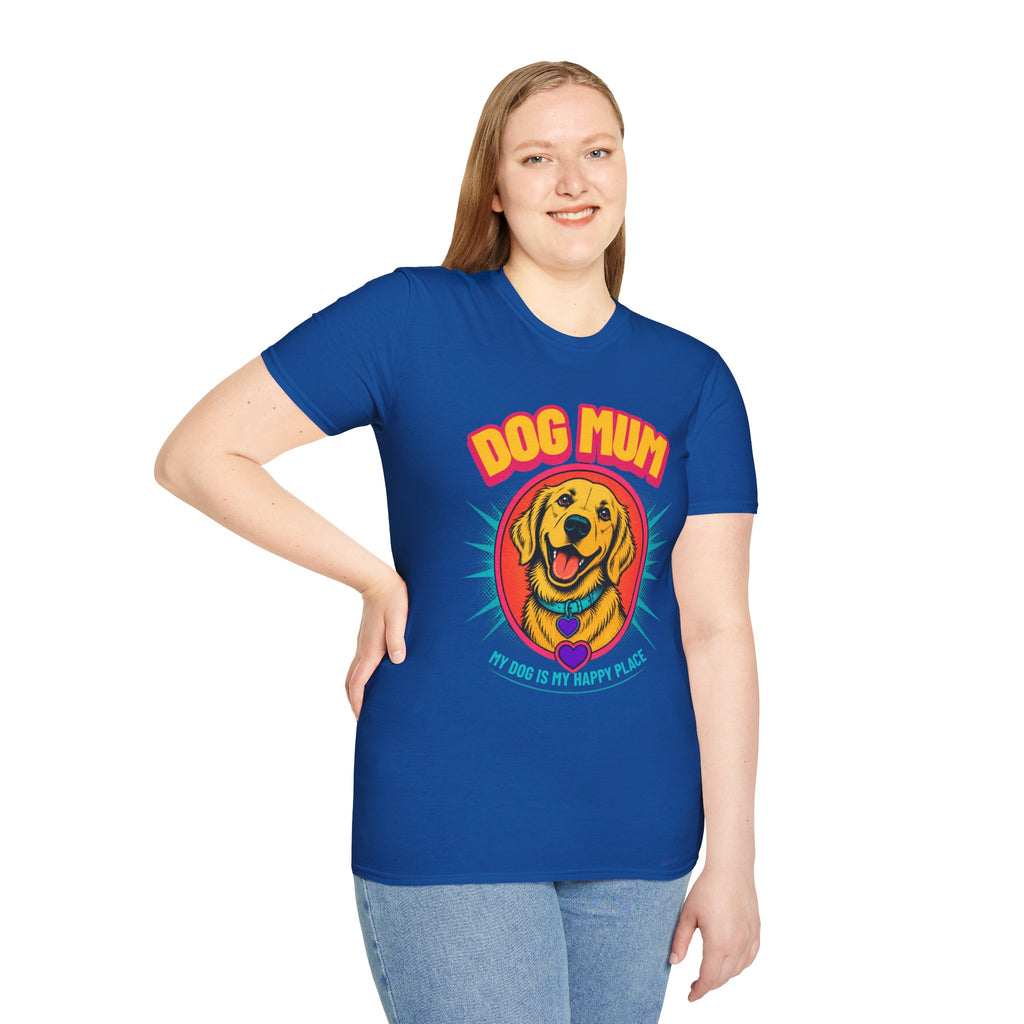 Dog Mum Golden Retriever T-Shirt | Cute Retro Dog Portrait, Pet Lover Tee