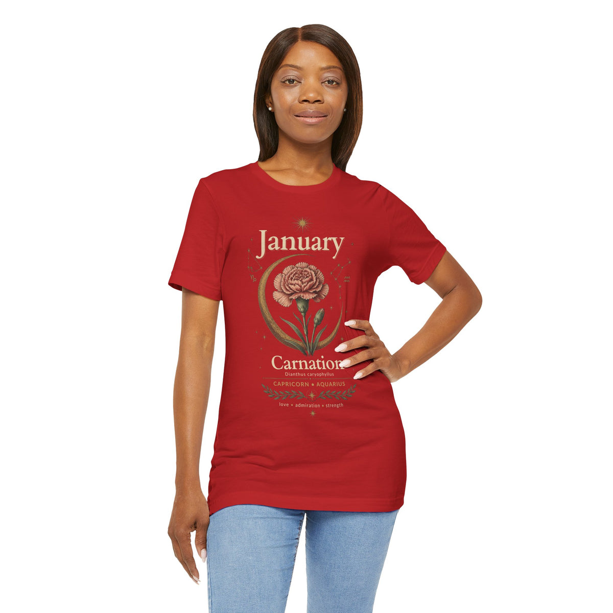 January Birth Flower - Carnation T-Shirt — Birth Month Flower Tee