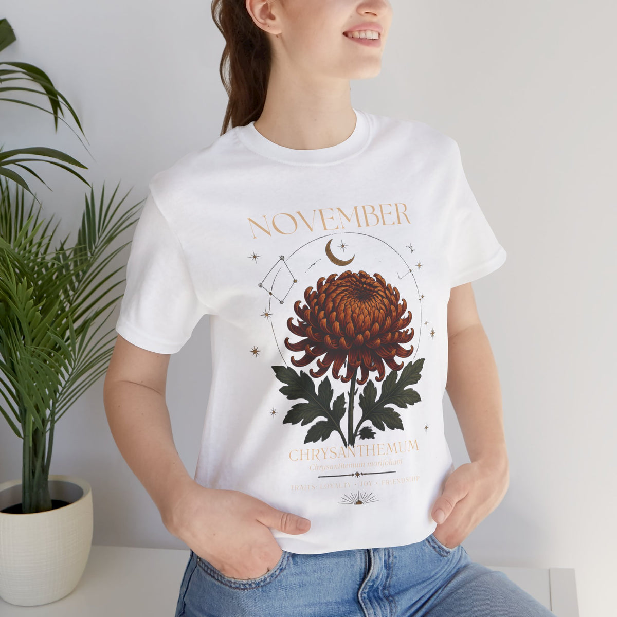 November Birth Flower Chrysanthemum Tee — Floral Birth Month T-Shirt