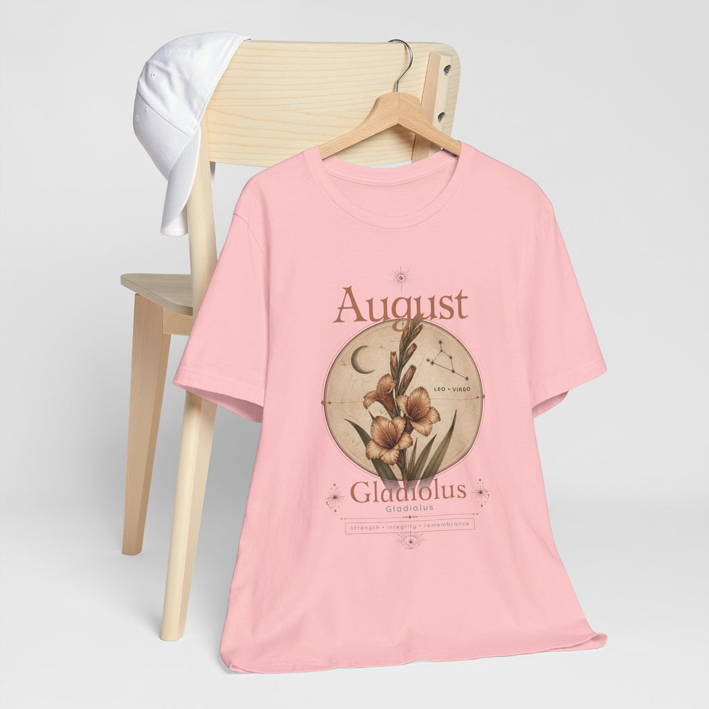 August Birth Flower Gladiolus Floral Tee