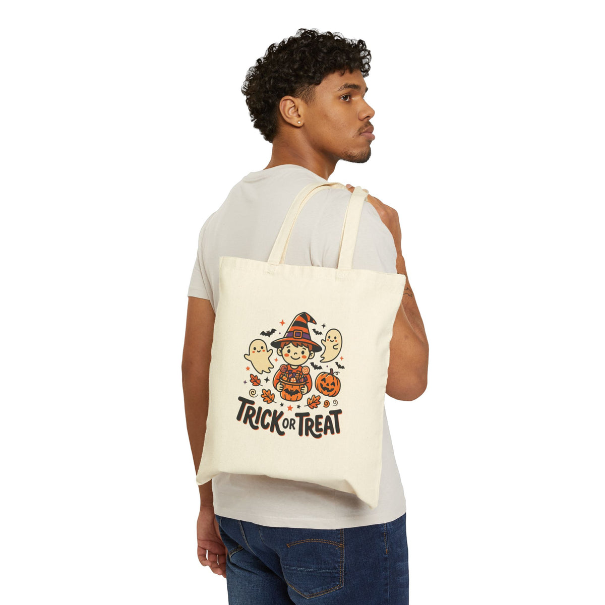 Trick or Treat Tote Bag — Halloween Kids Canvas Goodies Bag