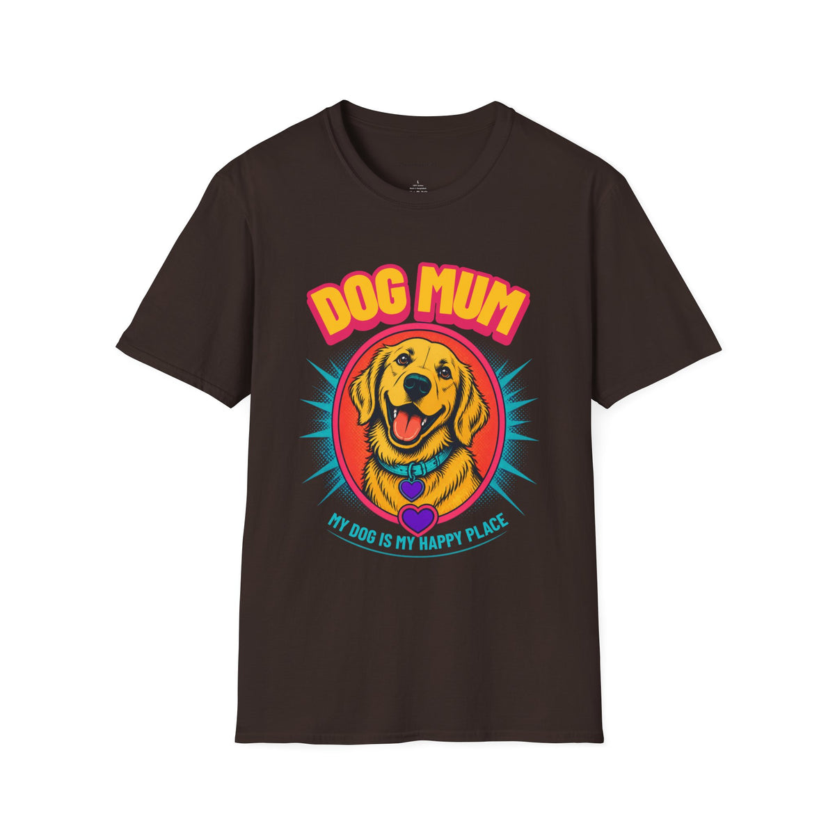 Dog Mum Golden Retriever T-Shirt | Cute Retro Dog Portrait, Pet Lover Tee