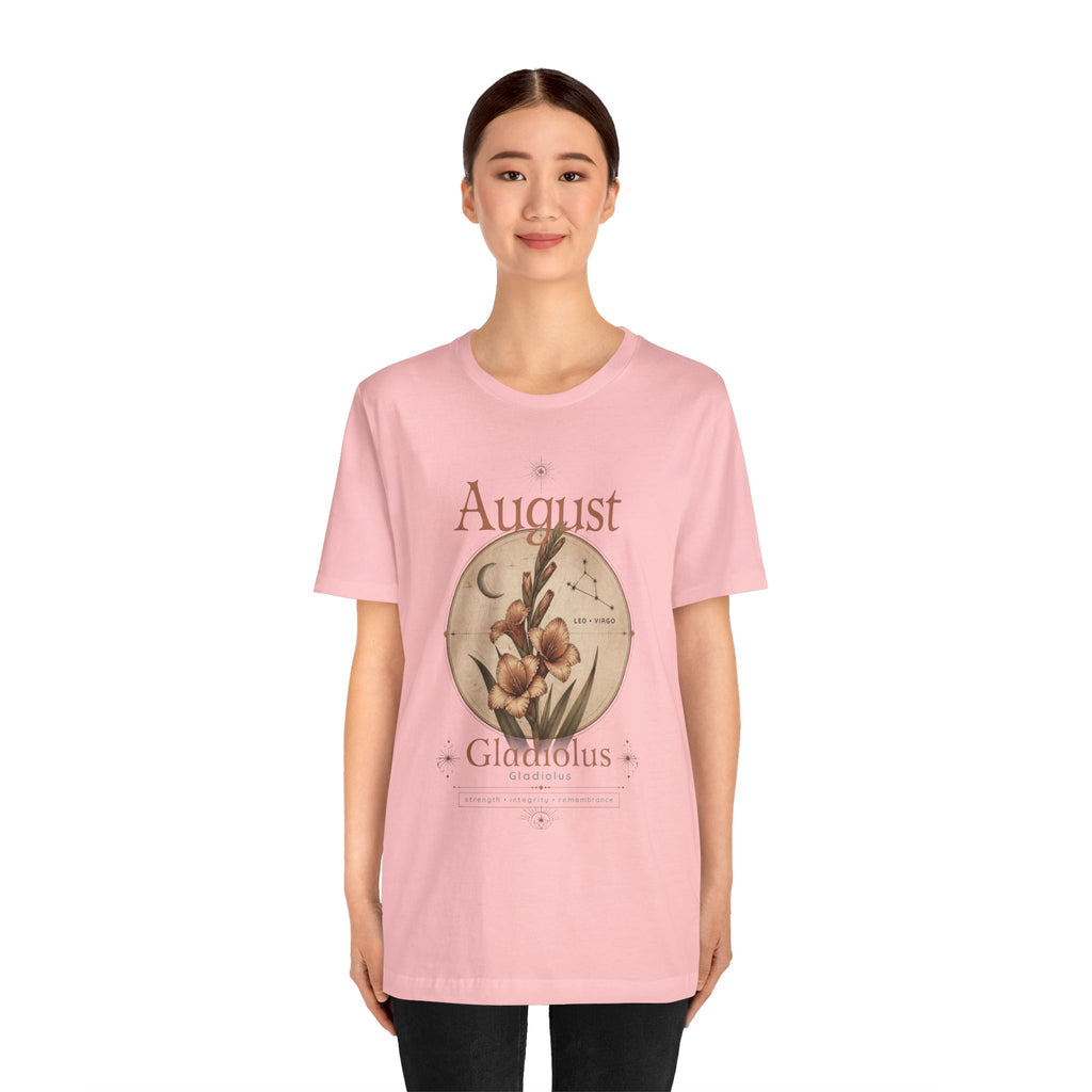 August Birth Flower Gladiolus Floral Tee