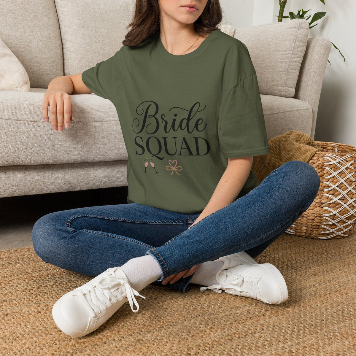 Bride Squad T-Shirt — Bachelorette Party Bridesmaid Tee with Champagne Icons