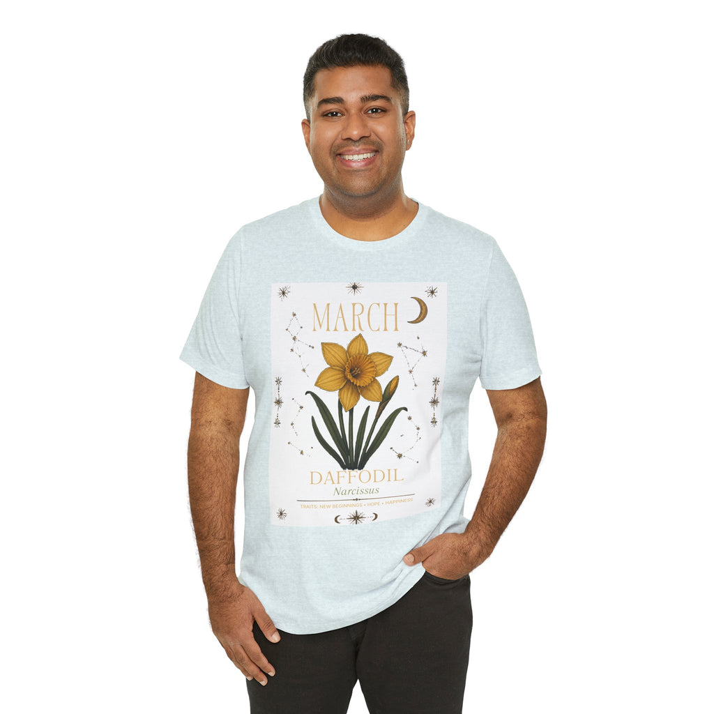 March Zodiac/Celestial aesthetics with birth flower — Birth Month Flower Tee