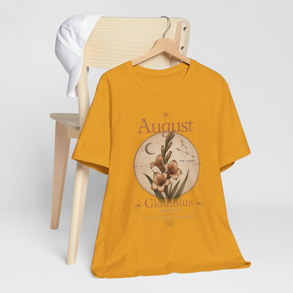 August Birth Flower Gladiolus Floral Tee