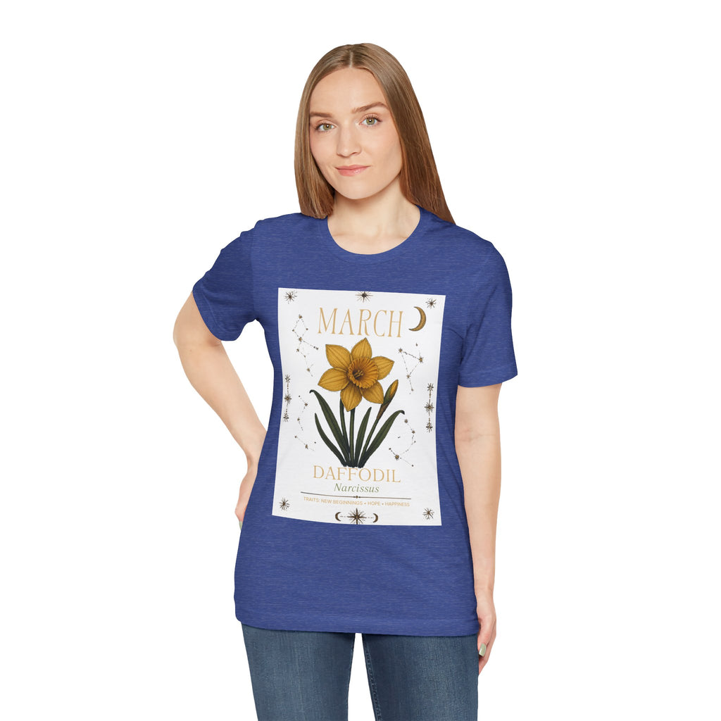 March Zodiac/Celestial aesthetics with birth flower — Birth Month Flower Tee