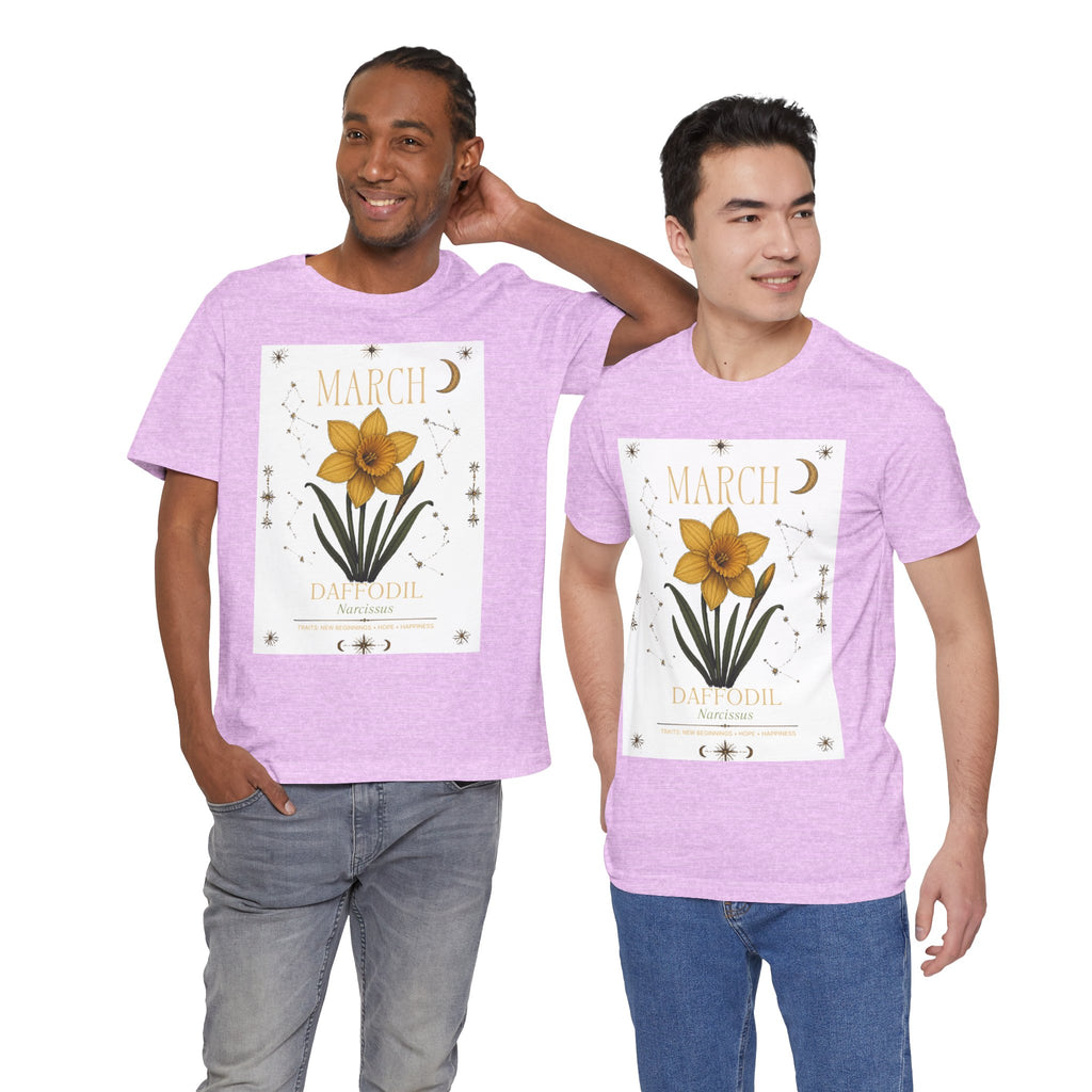 March Zodiac/Celestial aesthetics with birth flower — Birth Month Flower Tee
