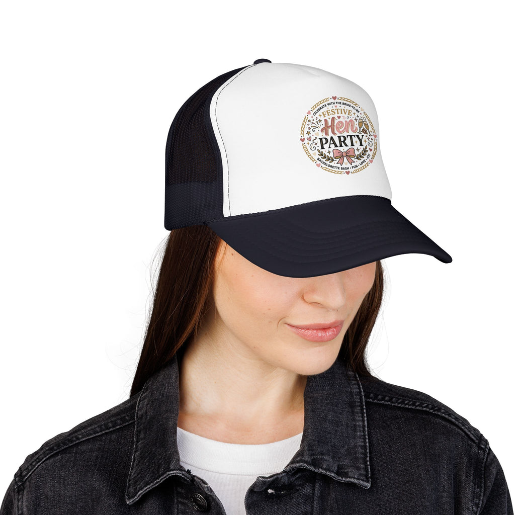 Hen Party Festive Foam Trucker Hat | Floral Wreath Design