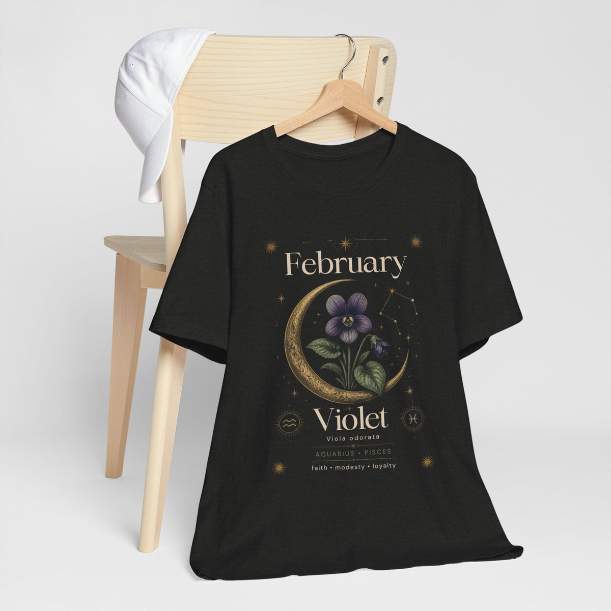 February Birth Flower Tee | Violet Botanical Design | Birthday Gift