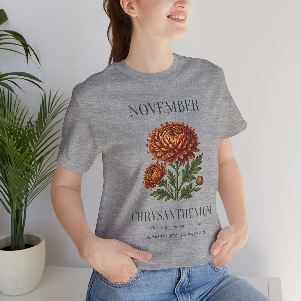 November Birth Flower Tee | Chrysanthemum Celestial Design | Birthday Gift
