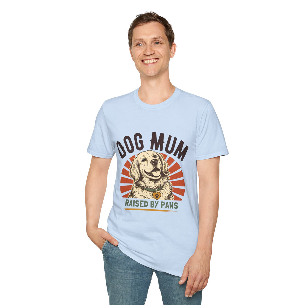 Dog Mum Raised By Paws T-Shirt | Golden Retriever Retro