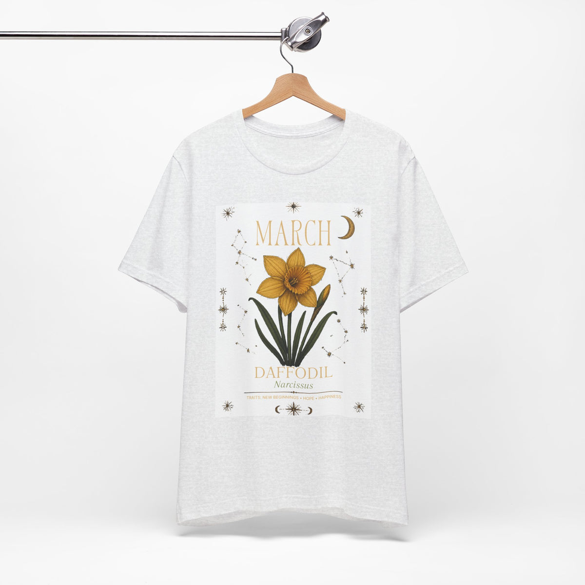 March Zodiac/Celestial aesthetics with birth flower — Birth Month Flower Tee
