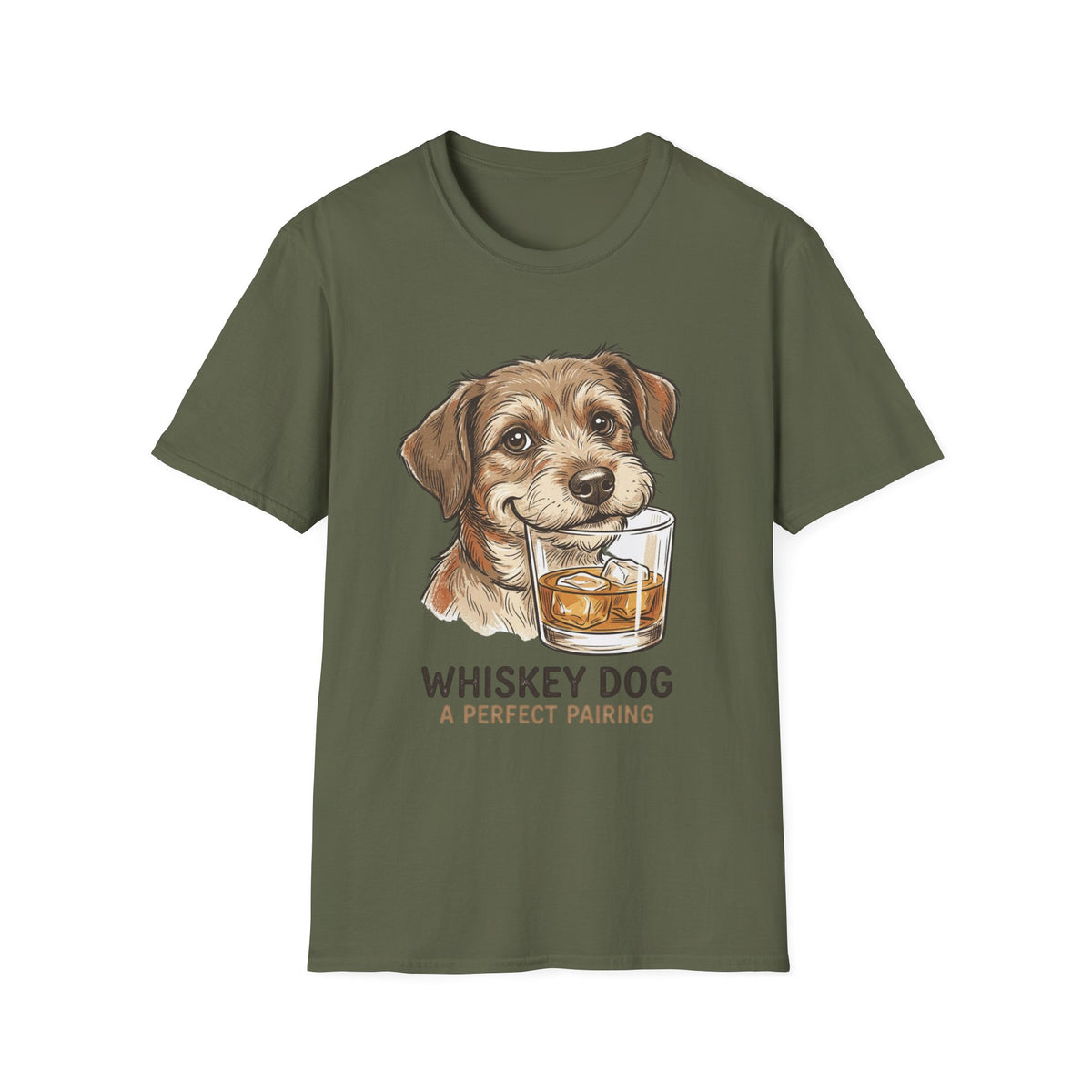 Whiskey Dog A Perfect Pairing T-Shirt | Dog & Whiskey Illustration
