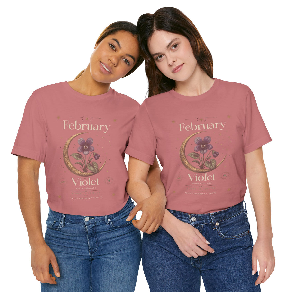 February Birth Flower Tee | Violet Botanical Design | Birthday Gift