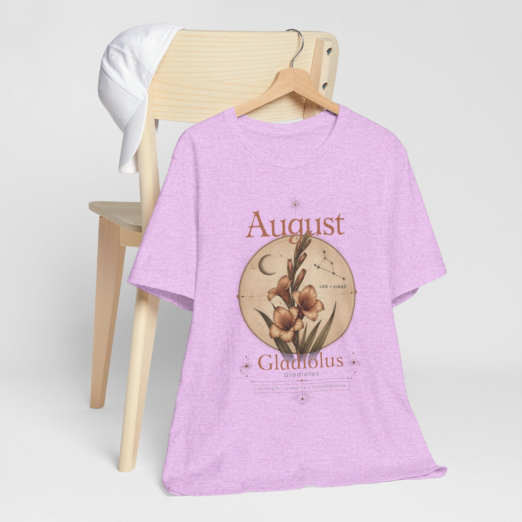 August Birth Flower Gladiolus Floral Tee