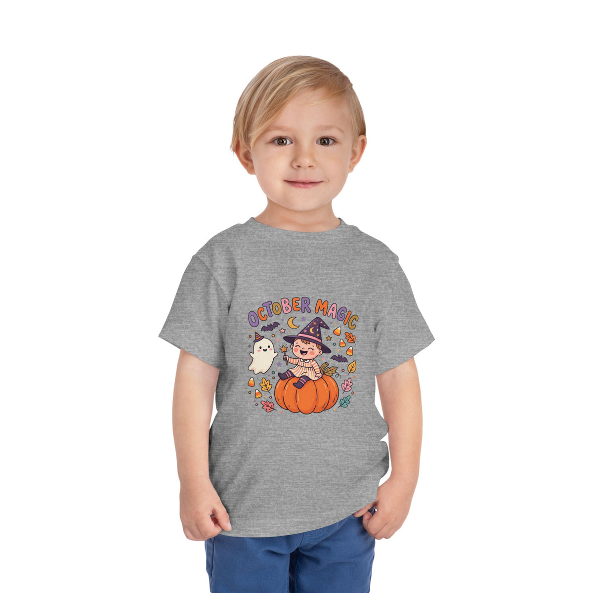 Halloween - October Magic Toddler Tee — Cute Witch Pumpkin Halloween Shirt
