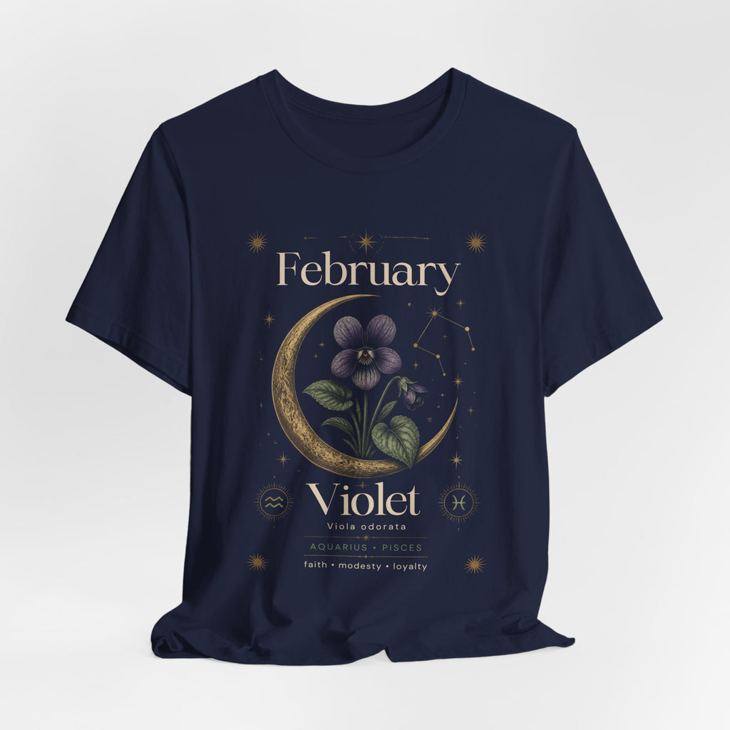 February Birth Flower Tee | Violet Botanical Design | Birthday Gift