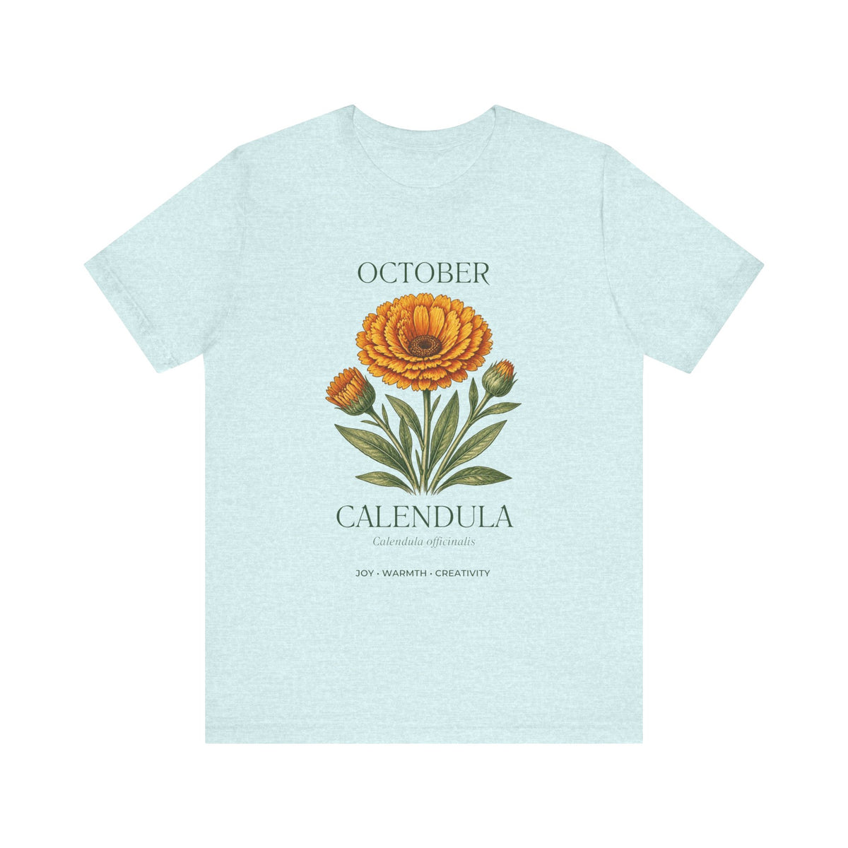 October Birth Flower Tee | Marigold & Cosmos Celestial Design | Birthday Gift