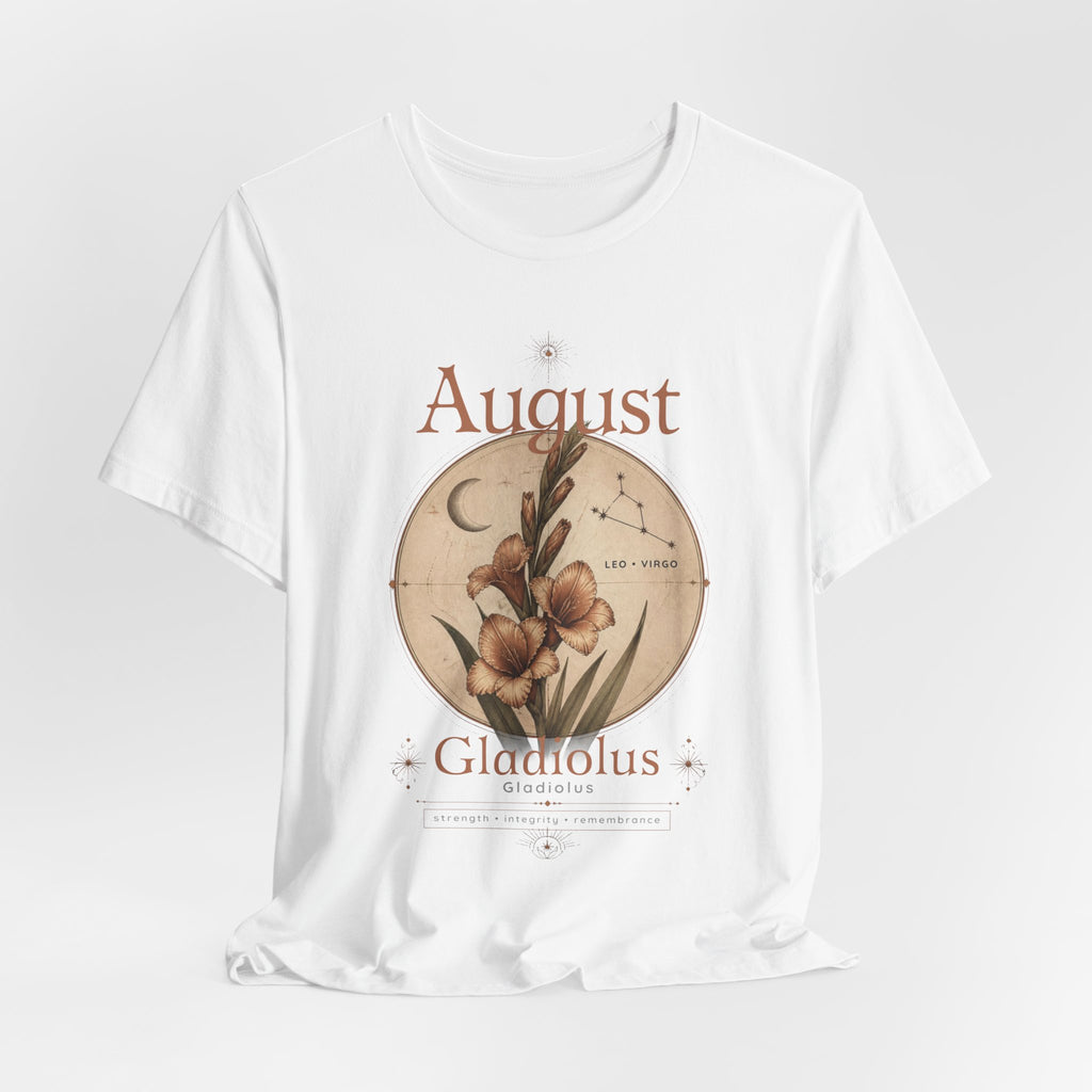 August Birth Flower Gladiolus Floral Tee