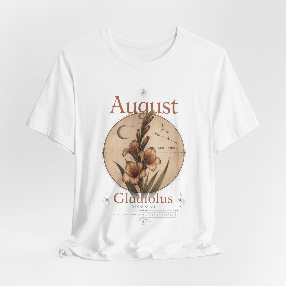 August Birth Flower Gladiolus Floral Tee