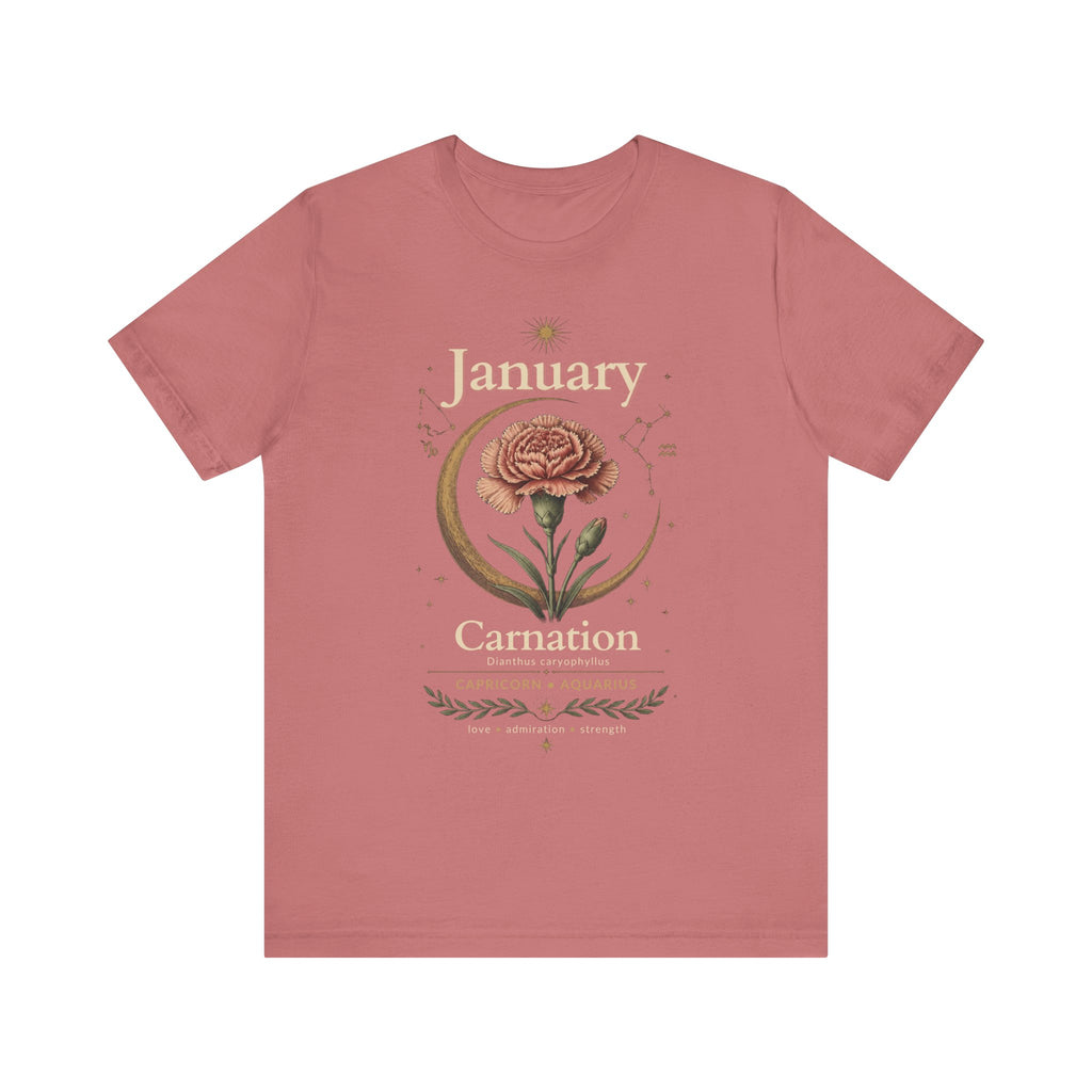 January Birth Flower - Carnation T-Shirt — Birth Month Flower Tee