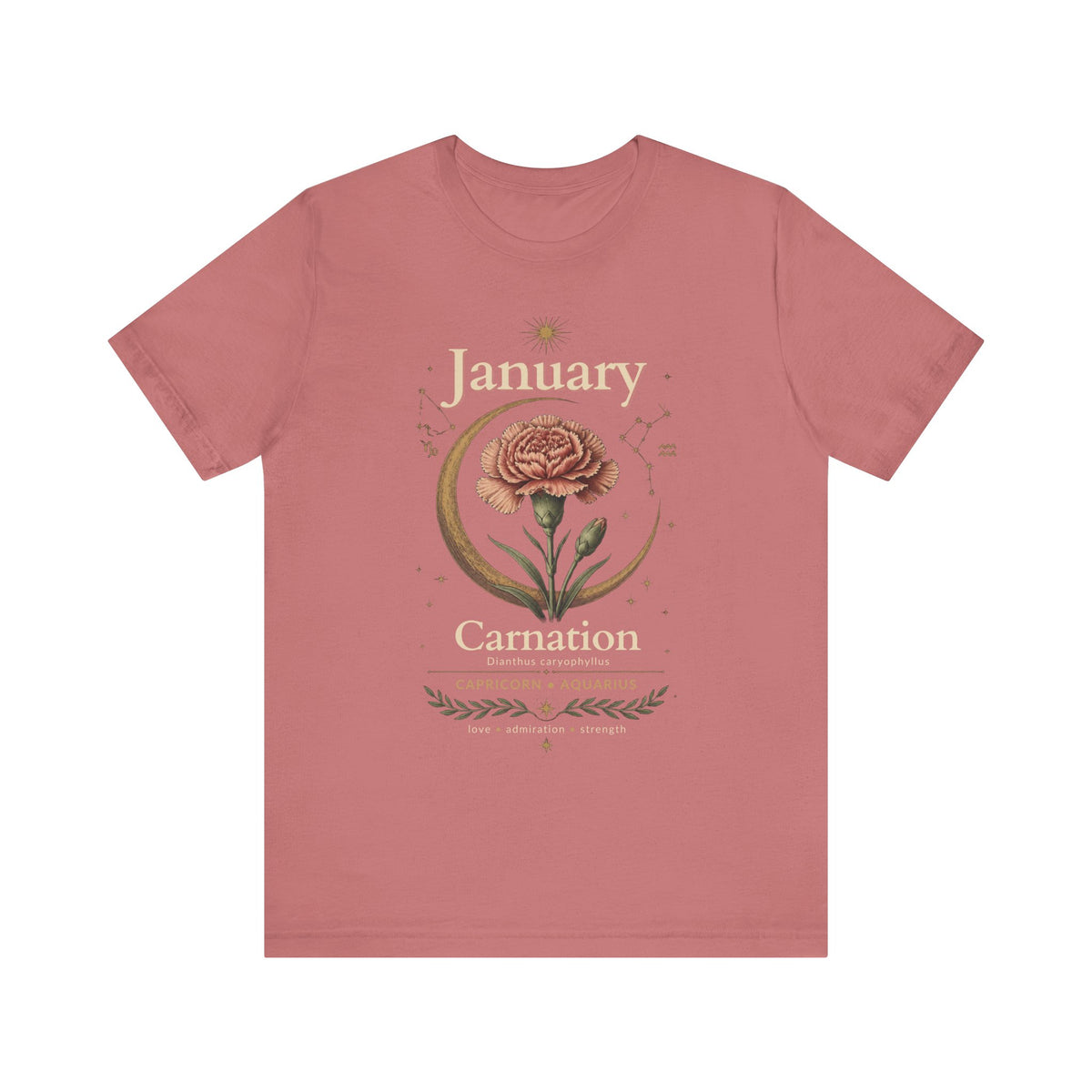 January Birth Flower - Carnation T-Shirt — Birth Month Flower Tee