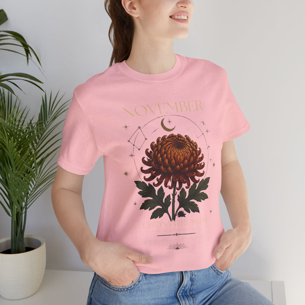 November Birth Flower Chrysanthemum Tee — Floral Birth Month T-Shirt