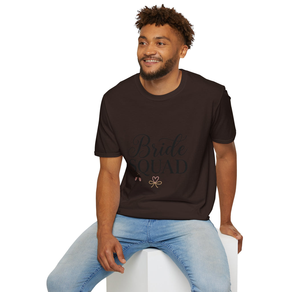 Bride Squad T-Shirt — Bachelorette Party Bridesmaid Tee with Champagne Icons