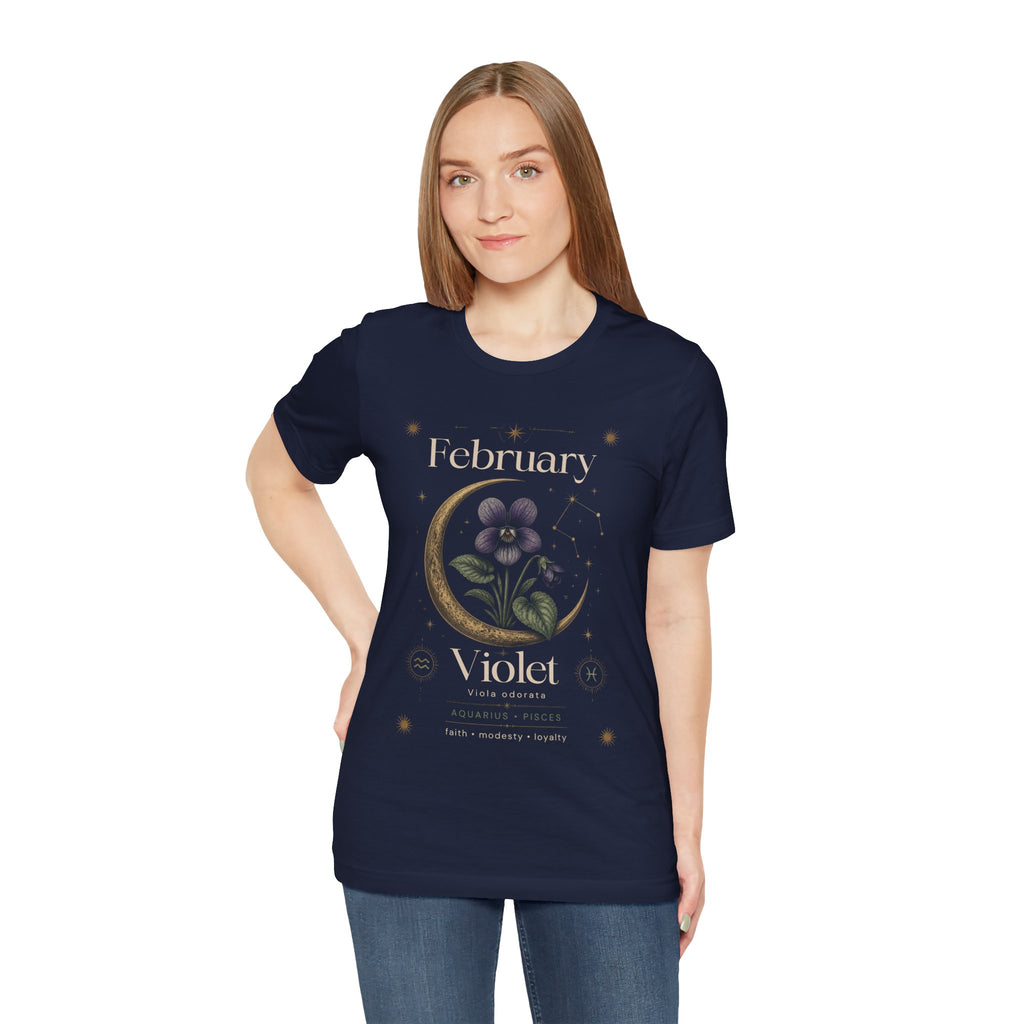 February Birth Flower Tee | Violet Botanical Design | Birthday Gift