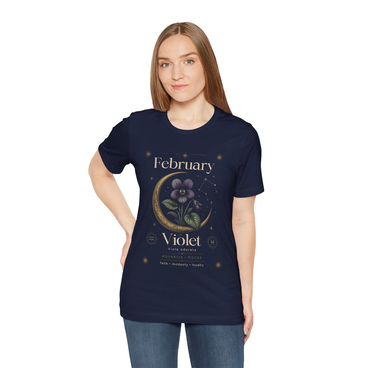 February Birth Flower Tee | Violet Botanical Design | Birthday Gift