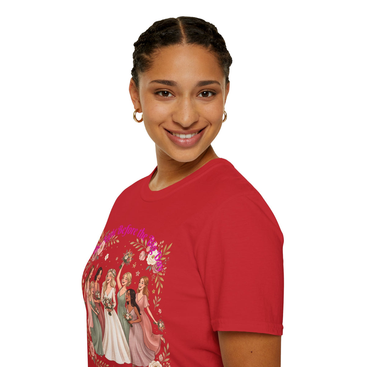 Bride and Bridesmaids Illustration T-Shirt | Floral Wedding Bridal Party Design