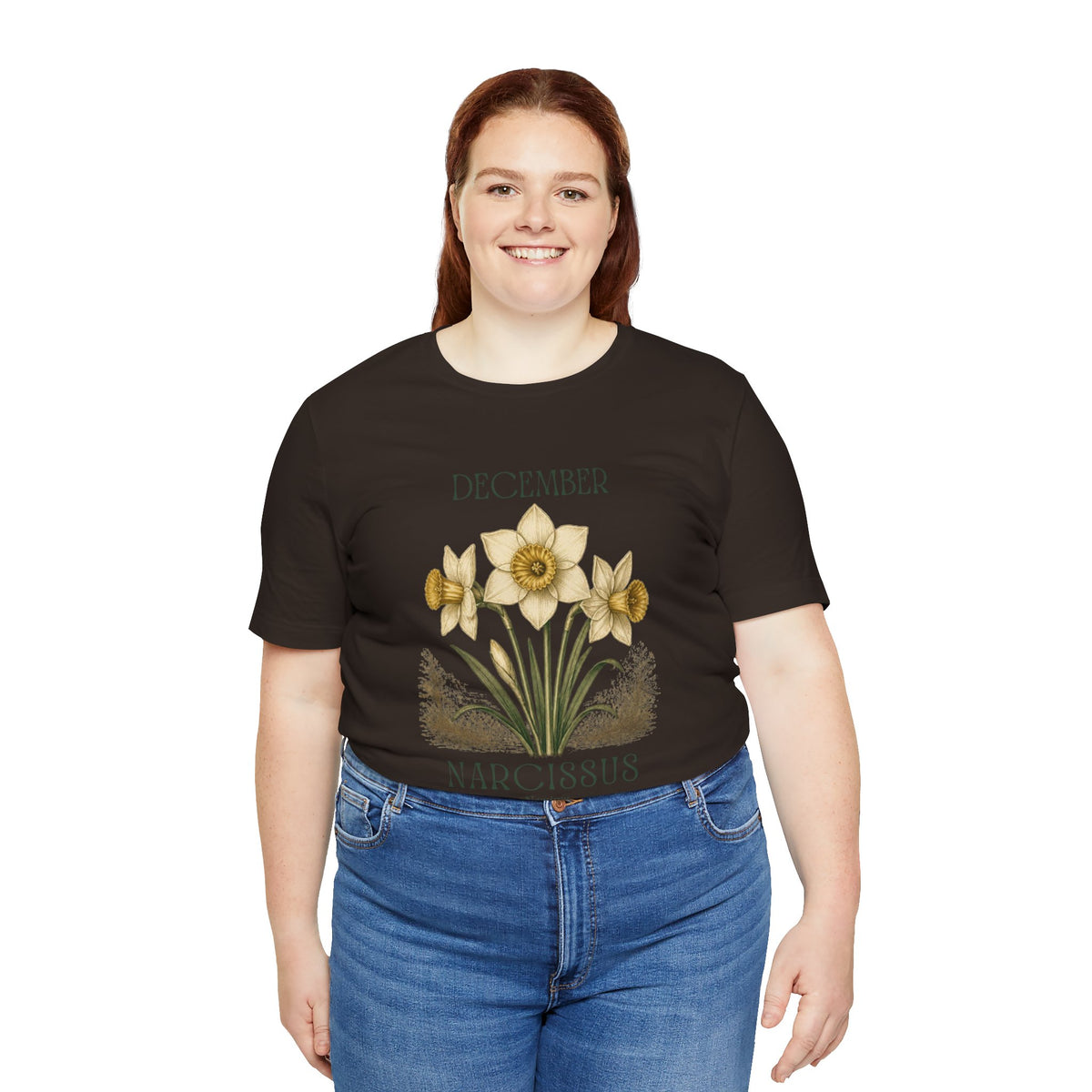 December Birth Flower Tee | Narcissus & Holly Celestial Design | Birthday Gift