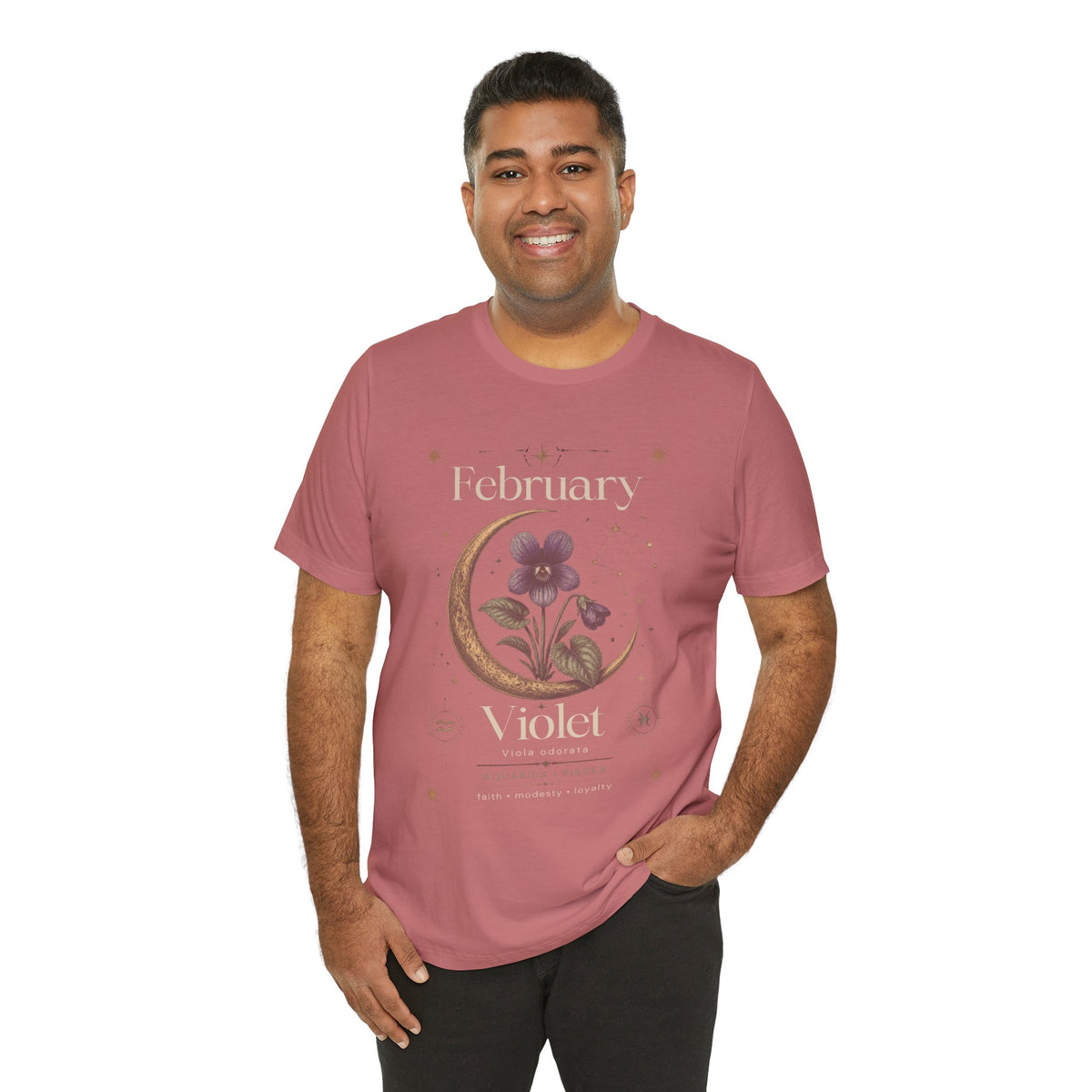 February Birth Flower Tee | Violet Botanical Design | Birthday Gift