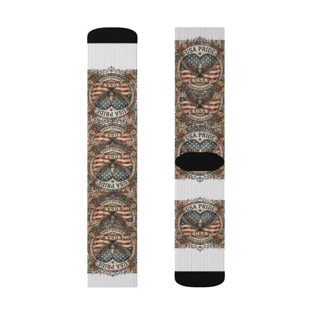 USA Pride Eagle Emblem Socks | American Flag Sublimation Socks