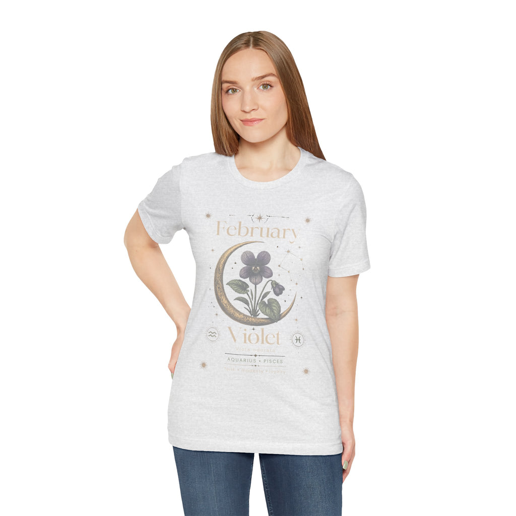 February Birth Flower Tee | Violet Botanical Design | Birthday Gift