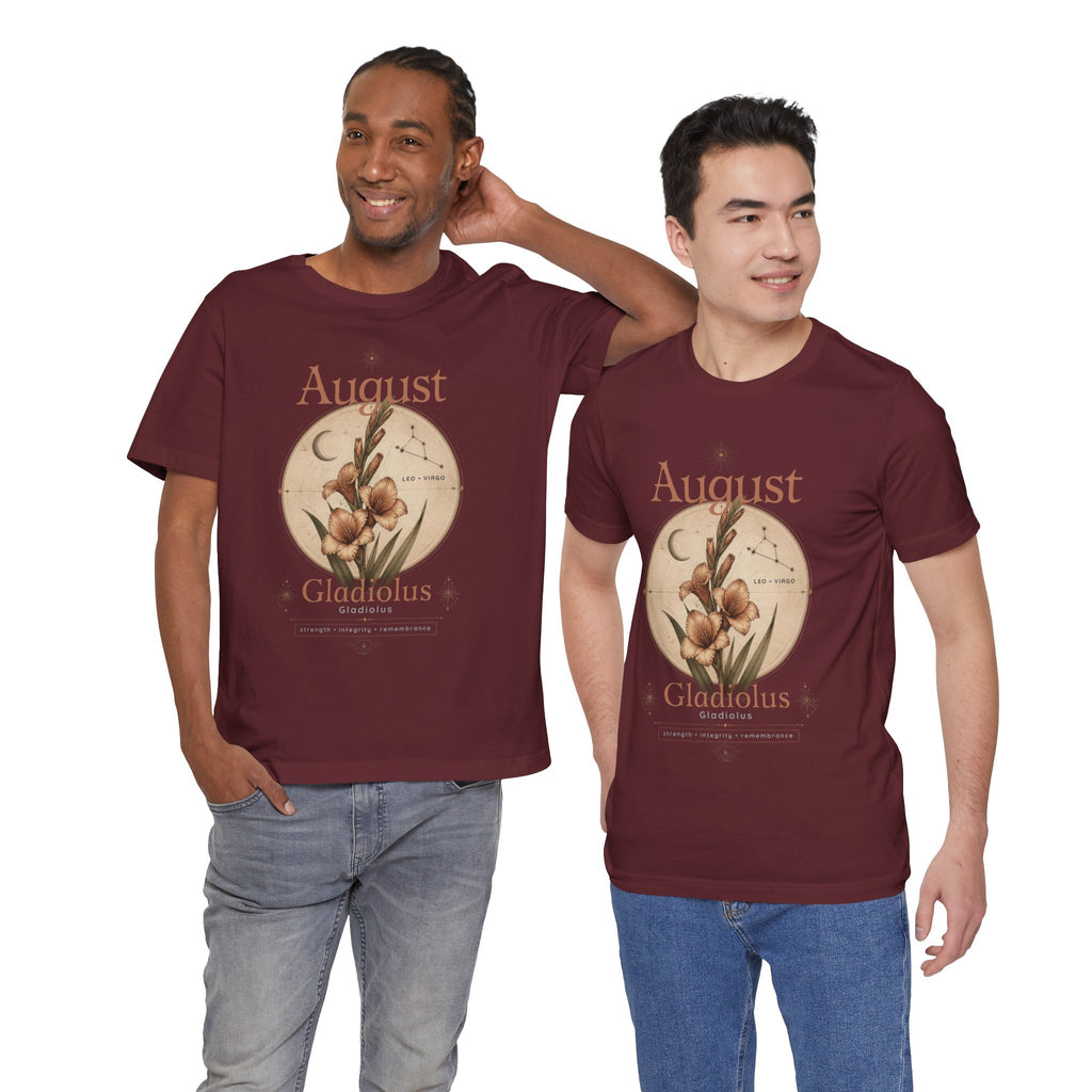 August Birth Flower Gladiolus Floral Tee